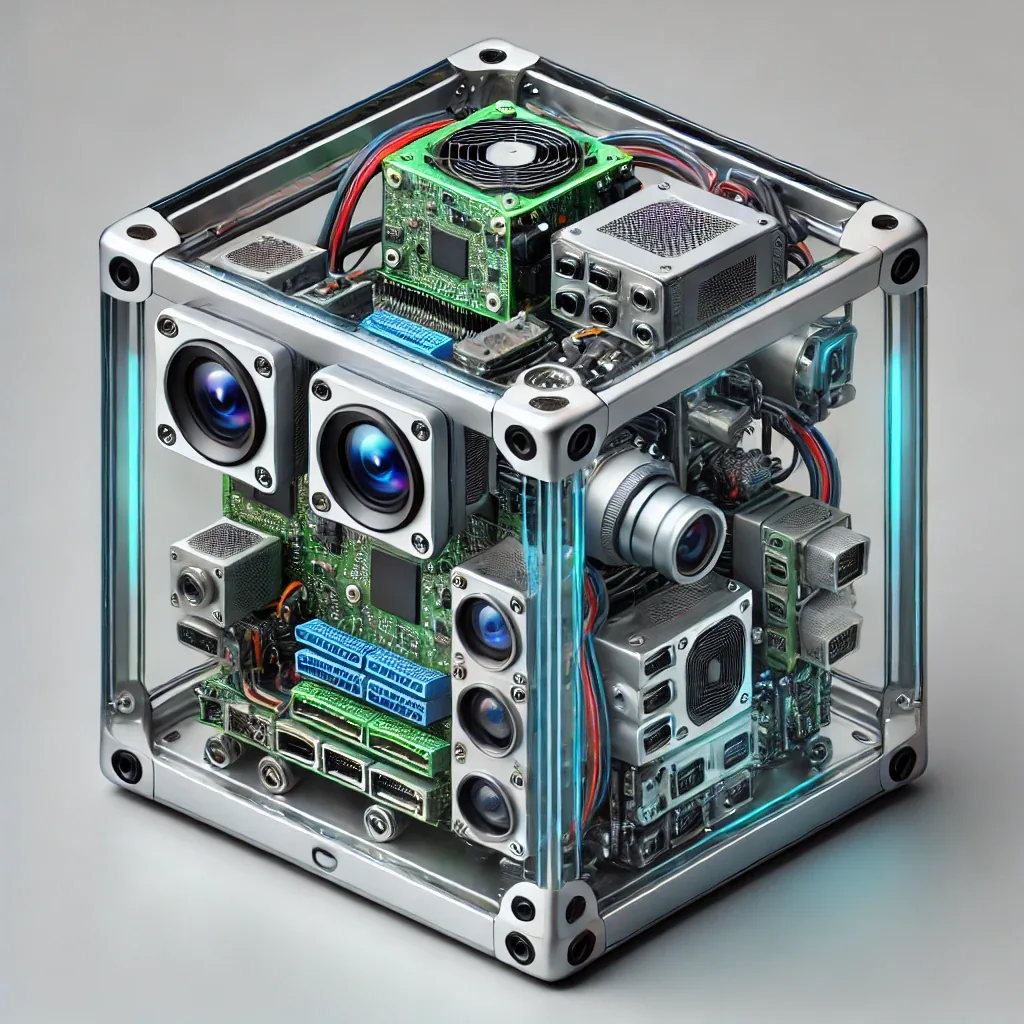 Cube-shaped AI vision module for marine vessels with stereo cameras and onboard compute boards