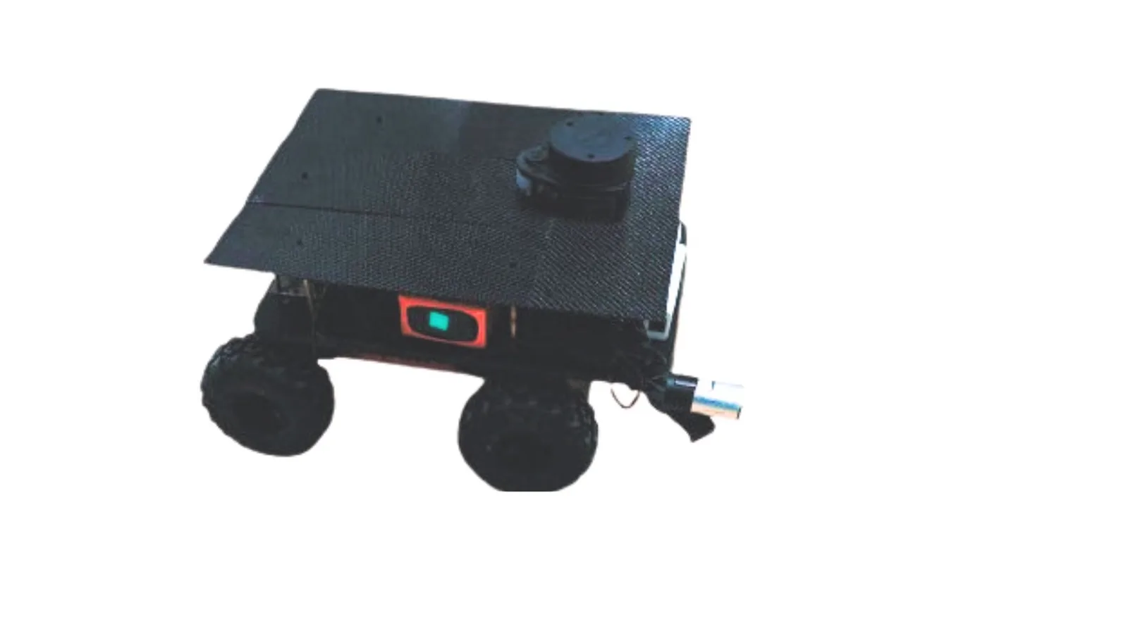 UGM-504 unmanned ground rover with solar panel top, rugged wheels, and roof-mounted lidar