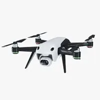 White UDM-770 navigation drone with four rotors and gimbal camera